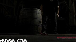 Wow, lovable brunette slave masturbates on huge fake penis with toys!