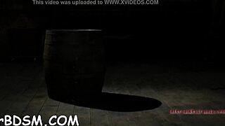 Wow, lovable brunette slave masturbates on huge fake penis with toys!