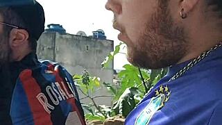 Brazilian Novinho Drilled Outdoors While Everyone Watches