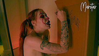 European MILF enjoys deepthroat and handjob on Halloween