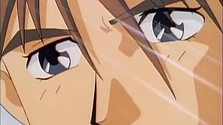 Shy anime teen with big tits fingers her wet pussy hard.