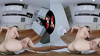 Beautiful Latina girl with perfect body enjoys virtual reality sex