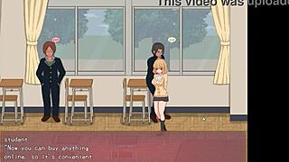 College lady in bt life hentai game engages in erotic sex with multiple men, including detailed scenes of penetration and climax.
