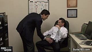 Hot gay office workers in hardcore anal sex scene