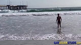 Gay Asian man enjoying rough sex with a hunk in HD video
