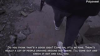 Can You Believe This Curvy Russian MILF Giving Blowjob At Abandoned Site, Ending With Cum On Her Fat Tits?