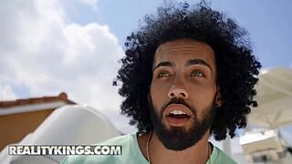 Delivery guy james angel finds kira perez fiona frost doing naughty things in the pool - reality kings 😜