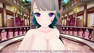 Lynette from Genshin Impact has sex and gives blowjob in this hentai scene
