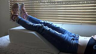 kristy shows off her new sneakers close up 👟