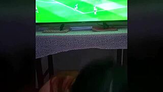 Fucking My Stepsister POV While Watching Germany vs Japan Game, Creampie on Big Ass