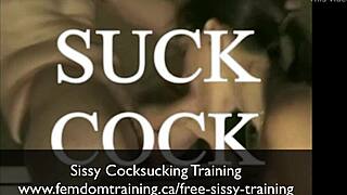 Damn, check out this sissy mastering cock sucking skills tonight!