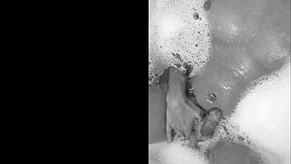 I was playing in the bathtub with this brazilian amateur, it was sexy but i think i spilled something