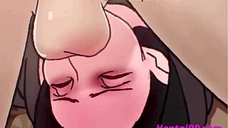 Hot anime babe gives great blow job and gets cum inside her mouth