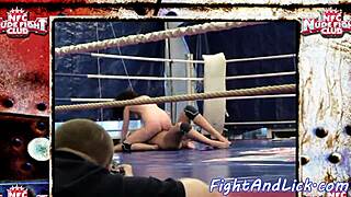 European Babes Licking and Fingering in Intense Boxing Ring Wrestling Match.  