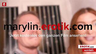 A surprising encounter where a german fan gets intimate with blonde star marilyn crystal, leading to a passionate blowjob and cumshot