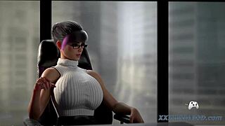 A female candidate uses her oral skills to get the job during an interview with her potential employer