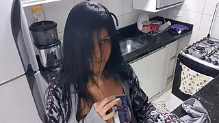 why is the latina masturbating in the kitchen?