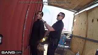 Latina Bad Girl Caught Sucking Cop's Dick in Public POV Blowjob