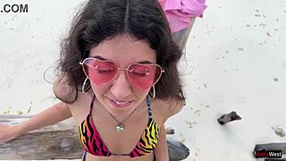 katty gets a wild golden shower on the public beach with pov action.