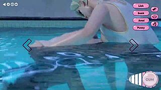lustful girl sucks futa cock in pool and gets fucked 😍