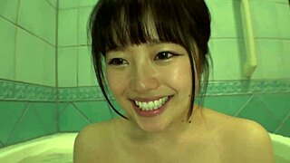 This is a homemade video of a Japanese teen washing up and it is quite hot