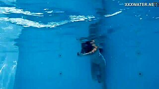 Hot chick Lana swims nude in pool horny juicy teen for you