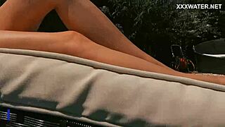 Hot chick Lana swims nude in pool horny juicy teen for you