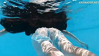 Hot chick Lana swims nude in pool horny juicy teen for you