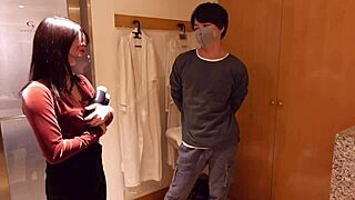 Emotional chocolate slick sex in bathroom