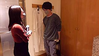 Emotional chocolate slick sex in bathroom