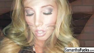 Samantha Teases Her Big Tits And Pussy Solo