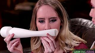 Girlfriend couple engages in gushing oral squirting lesbian queening