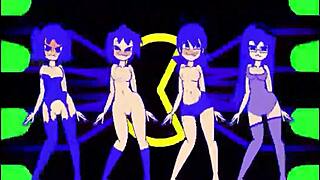 PACMAN GHOST GIRLS DANCE IN THREE PHASES AT 1080P.