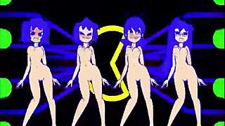 PACMAN GHOST GIRLS DANCE IN THREE PHASES AT 1080P.