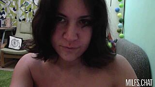 Brunette milf Inga says, 'Fuck me in stockings on webcam after wedding'