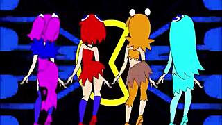 PACMAN GHOST GIRLS DANCE IN THREE PHASES AT 1080P.