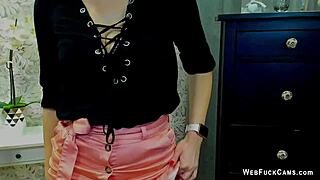 Beautiful European woman shows her big cans on webcam