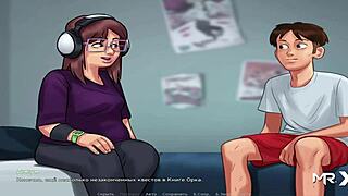 Summertimesaga chubby girl masturbates to creampie in headphones