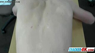 Blonde gay guy sucking director's big cock in office