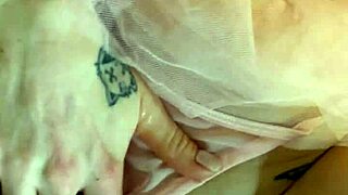 sexy blonde in lingerie takes a massive load in her tight hole