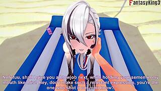 Arlecchino bangs hard in bikini on beach, full fantasy in 3D! 🌊