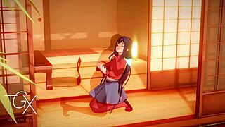 Anime hentai game has mita in sexy outfits for sex.