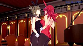 intense lesbian play with big tits in hentai