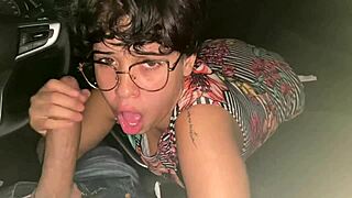 Street view of an Uber driver enjoying a Brazilian amateur’s oral sex skills while seated on him and riding him reverse cowgirl style