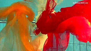 Nastya strips and shows her naked body in the pool