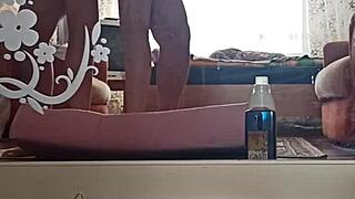 Kazakh couple shares intimate home video for fun.