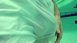 Pool Boy Caught in See-Thru Underwater Action