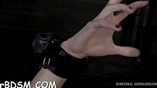 Is the bounded beauty leaking from her hot pussy during rough blowjob and bondage?