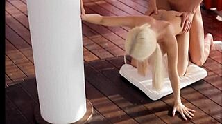 Thin Beautiful Blonde Fucked On Pole With Anal And Blowjob