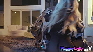 Petite Anna Claire Clouds does sexy striptease posing in long boots